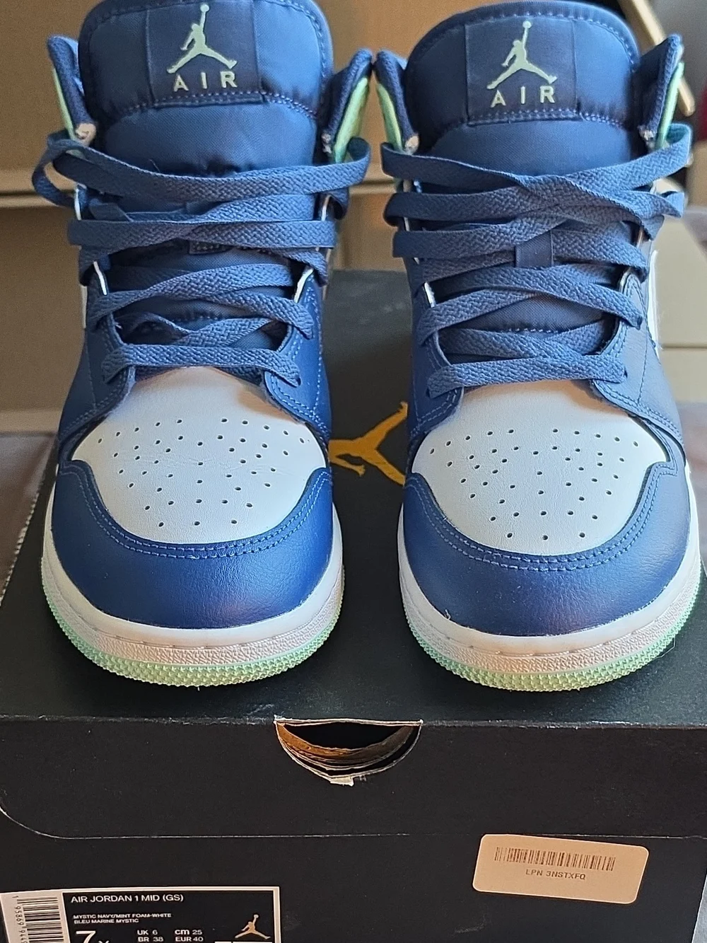 Jordan Kids Blue and Light Gray High-Top Sneakers